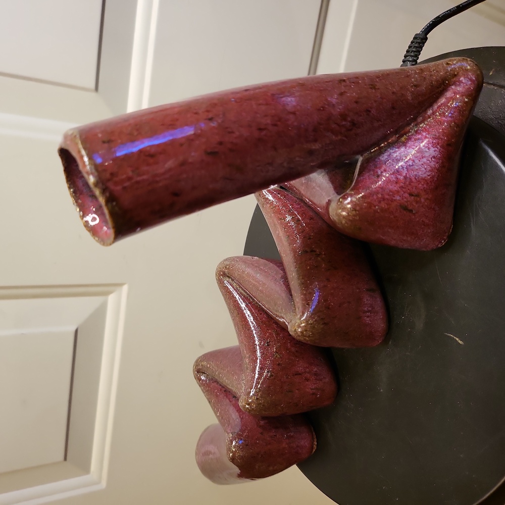 Stoneware Raku Studio Pottery Ceramic Mid-century Modern Zigzag Tube Vase - Picture 7 of 12